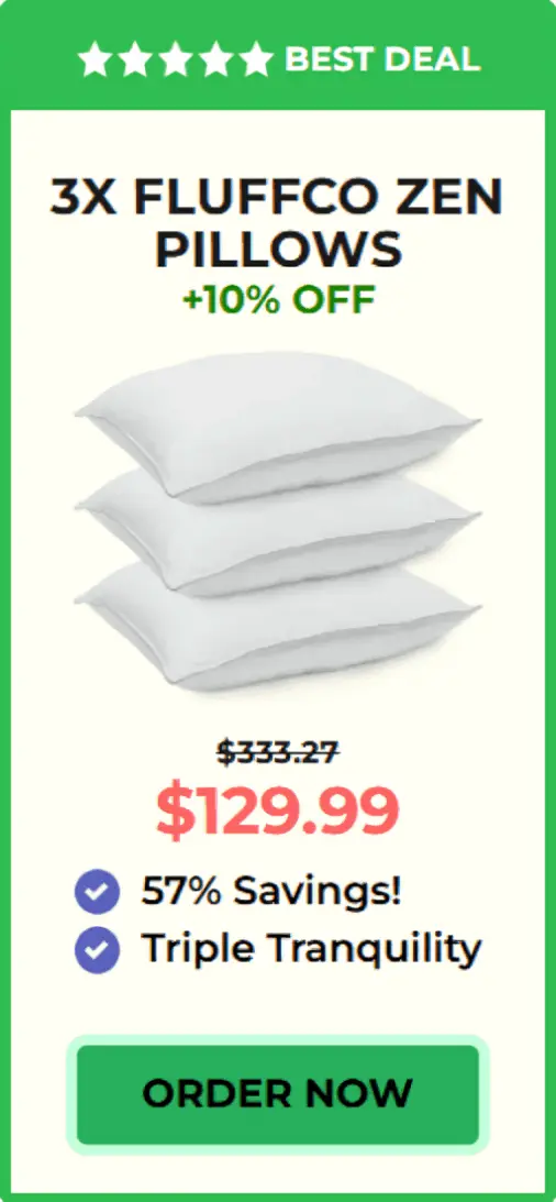 FluffCo Zen Pillow offer package price 